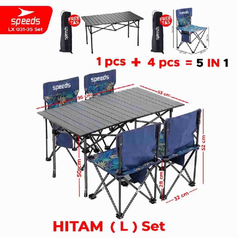 031-35-HITAM+4-KURSI-BIRU-L