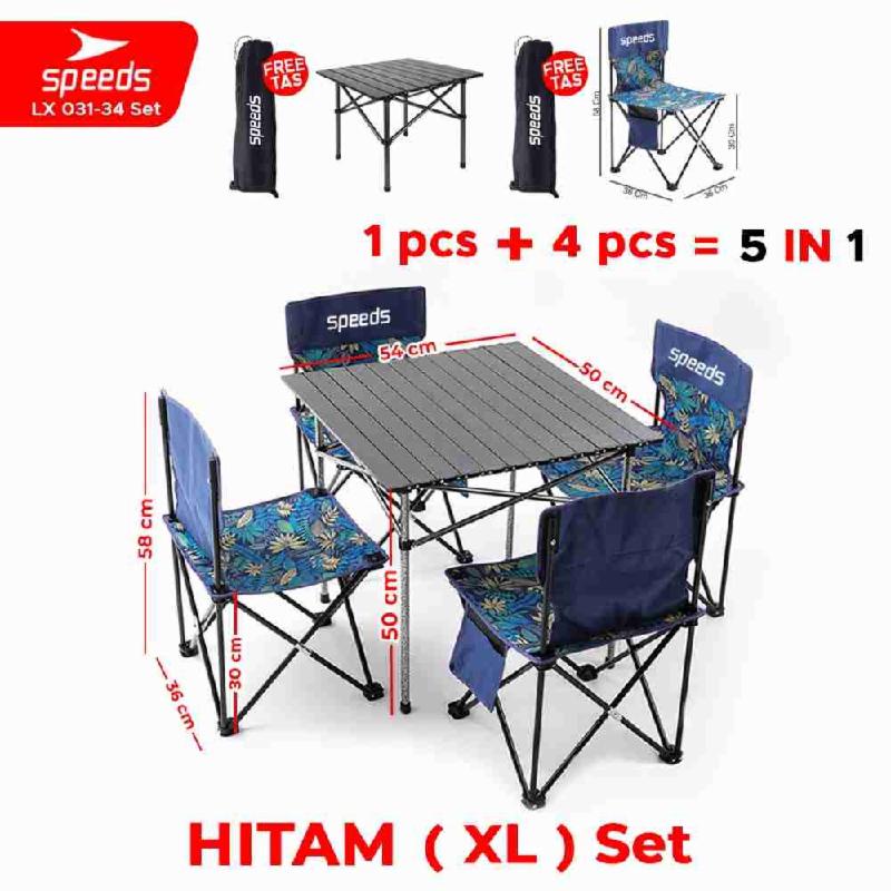 031-34-HITAM+4-KURSI-BIRU-XL