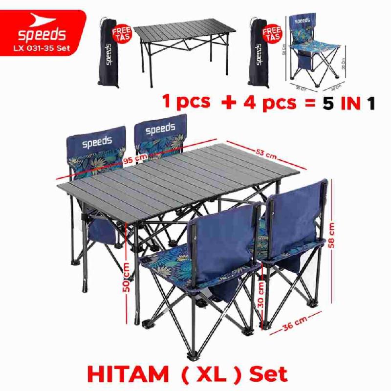 031-35-HITAM+4-KURSI-BIRU-XL