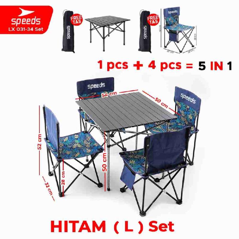 031-34-HITAM+4-KURSI-BIRU-L